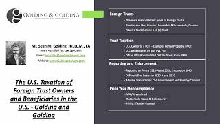 US Taxation of Foreign Trusts for Owners and Beneficiaries  Golding amp Golding BoardCertified [upl. by Otanutrof]