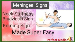 Meningeal Signs Nuchal Rigidity Brudzinke Sign Kerning Sign Made Easy [upl. by Akeemat]