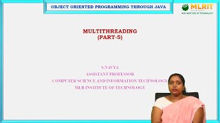 LEC31 Object Oriented Programming Through Java  Multi Threading in Java Part5 by Mrs S Navya [upl. by Main]