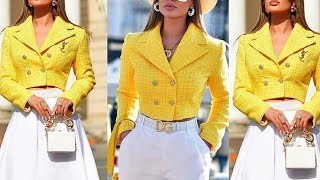 HOW TO CUTDRAFT AND SEW CROPPED BLAZER WITH TWOPIECE SLEEVEEASY SEWING TUTORIALsewing blazer [upl. by Murat]