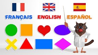 Foufou  Learn Shapes in FrenchEnglishSpanish for Kids Les Formes en FRANGESP 4k [upl. by Zellner124]