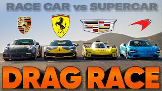 Cadillacs Le Mans Car Races Ferrari 296 McLaren 750S 911 Turbo S — Cammisa Ultimate Drag Race [upl. by Sokul]