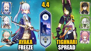 F2P C0 Ayaka Freeze amp C0 Tighari Spread Team  Spiral Abyss 44 Floor 12 9 Stars  Genshin Impact [upl. by Llerej]