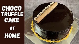 Chocolate truffle cake at home  How to get smooth cream surface on cake  தமிழ் [upl. by Gosnell]