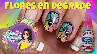 Decoración de UñasDecoración uñas en degrade FloresUñas de Moda [upl. by Ardnasela682]