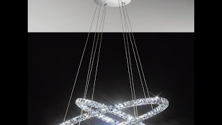 Lampadario a sospensione elegante e moderno a luce led anelli di cristallo modello Eglo Toneria [upl. by Taveda]