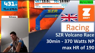 Zwift Episode 8  30 minutes at 370 Watts normalized  Brutal SZR Zwift Race around Volcano [upl. by Izy622]