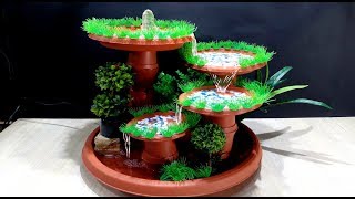 How to make Terracotta Fountain with plastic pots  DIY [upl. by Antipas721]