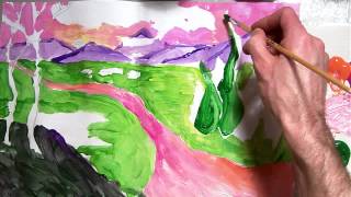 Fauvism Landscape Painting quotmedium shapes with bright colors and blending part 37MOV [upl. by Alaunnoif]