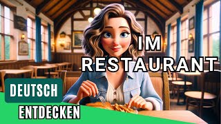 Im Restaurant  Deutsch Lernen  Sprechen amp Hören Deutschkurs Geschichte amp Wortschatz [upl. by Elleinwad]