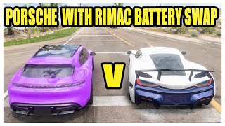 Forza Horizon 5 Can I Beat A Rimac Nevera With A Taycan With A Rimac Battery Swap [upl. by Ellenig847]