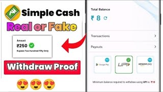 simple cash reward earning app real or fake  simple cash earning app payment proof  2024 [upl. by Annahsirhc]