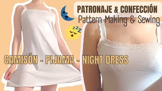 Como hacer un CAMISON para dormir 💃🏻Como hacer PATRON de PIJAMA para DAMA 🧵✂️ Mis Moldes [upl. by Airom]