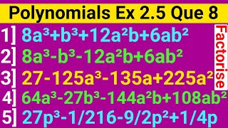 Factorise 8a3b312a2b6ab2  8a3b312a2b6ab2  27125a3135a225a2 64a327b3144a2b108ab2 [upl. by Sekoorb]