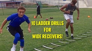 10 WIDE RECEIVER AGILITY LADDER DRILLS  SPEED AGILITY QUICKNESS [upl. by Killoran]