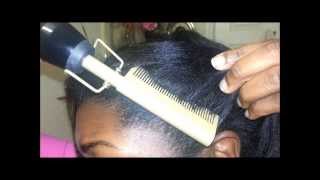 How I use a Straightening Comb on New Growth relaxed hair [upl. by Ditzel]