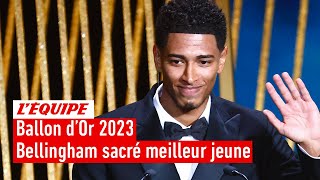 Ballon dOr 2023  Jude Bellingham Real Madrid remporte le Trophée Kopa du meilleur jeune [upl. by Aletse]