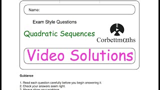 Quadratic nth Term answers  Corbettmaths [upl. by Howey]