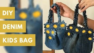 DIY Kids Bag made from Old Jeans Recycled Denims [upl. by Llyrpa]