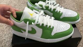 Jordan Mens 1 Low SE WhiteChlorophyllLightening  Product Review [upl. by Osnofedli992]