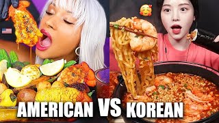 AMERICAN VS KOREAN MUKBANGS ❤️ [upl. by Nmutua]