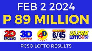 Lotto Result February 2 2024 9pm PCSO [upl. by Nillok954]