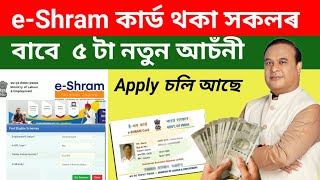 Eshram কাৰ্ড থকা সকলৰ বাবে ৫ টা আচঁনী  Benefits of E shram card 2024  e shram card [upl. by Nasah129]