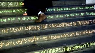 University of Essex  Chalking of the steps with the Universal Declaration of Human Rights [upl. by Ahsuatal]