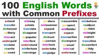 Learn 100 English Words with Common Prefixes  English Vocabulary Speaking Practice [upl. by Eyr]