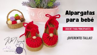 ALPARGATAS TEJIDAS A CROCHET PARA BEBÉ  PASO A PASO  TODAS LAS TALLAS [upl. by Veleda]