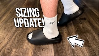 YEEZY SLIDE SIZING GUIDE 2023 Yeezy Slide Onyx Full Review amp Try On [upl. by Ialokin135]