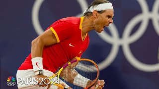 Rafael Nadal scores Round 1 win vs Marton Fucsovics at Roland Garros  Paris Olympics  NBC Sports [upl. by Mobley]