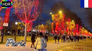 🇫🇷🎄【HDR 4K】Paris Christmas Walk  ChampsÉlysées amp Avenue Montaigne Christmas Light November 2021 [upl. by Towbin]