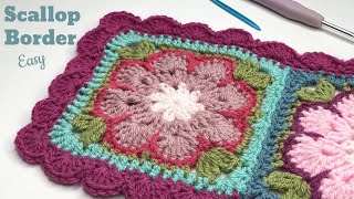 Scalloped Border Crochet  And How to Adapt Scallops to Fit Corners [upl. by Zetniuq]