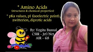 Amino acids  Structures amp chemical properties  pKa value  pI or Isoelectric point  Zwitterion [upl. by Joline]