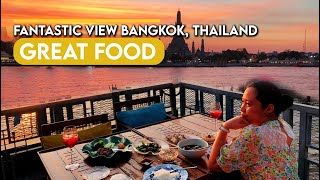 Supanniga Eating Room Tha Tien Restaurant with a View Font of Wat Arun Bangkok Thailand [upl. by Drain21]