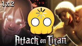 THIS MAKES NO SENSE  Anime Noob Reacts to Attack on Titan 1x2 [upl. by Paymar]