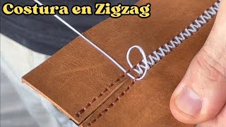 Cómo hacer COSTURA en el CUERO ZIGZAG fácil diy [upl. by Martijn736]