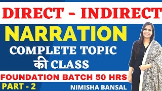 Direct and Indirect Speech  Narration  English Grammar  Part 2  Nimisha Bansal [upl. by Mandie]