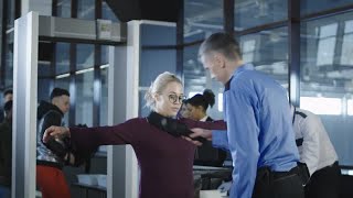 Airport Security Guard Checking Passenger Stock Video [upl. by Malka]