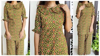 Latest Round Collar Kurti Cutting And Stitching  Very Easy Tutorial Video Step By Steps [upl. by Ruben103]