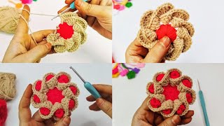 Wow  Wonderful And So Easy 💖😍  Crochet Flower  Crochet 3D Flower crochet knitting trending [upl. by Anej895]