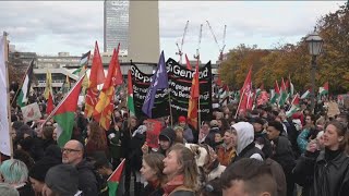 Thousands take part in Berlins biggest proPalestine protest yet  AFP [upl. by Ahsatal]