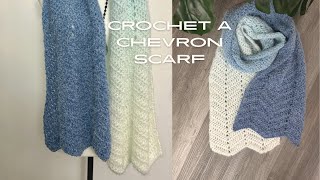 Crochet Chevron Scarf  Easy Crochet Scarf  Beginner crochet project [upl. by Aneele]