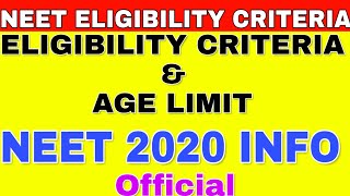 NEET EXAM ELIGIBILITY CRITERIAAGE LIMIT MINIMUM MARKS FOR APPEAR IN NEET EXAM [upl. by Rainger]