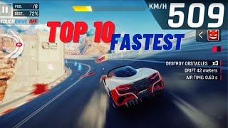 TOP 10 FASTEST CARS IN ASPHALT 9 [upl. by Arty896]