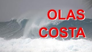 Recopilación TOP Olas gigantes  Ola chocando contra la costa [upl. by Kentigera]