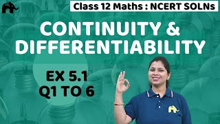 Continuity amp Differentiability Class 12 Maths  NCERT Chapter 5  Ex 51 Q 1 to 6 [upl. by Ahsiel]