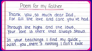 Poem for My Father in English  Father’s Day poem  poem on my father in English [upl. by Mikes]