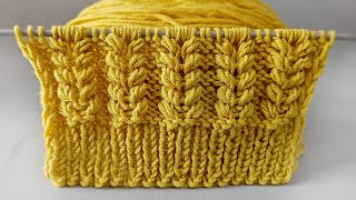 Puff Stitch Knitting Pattern पफ स्टिच से पत्ती बुनाई डिजाइन by knittingknife [upl. by Atirhs]